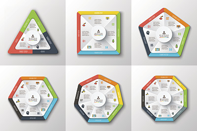 一组几何形状的信息图。素材图片