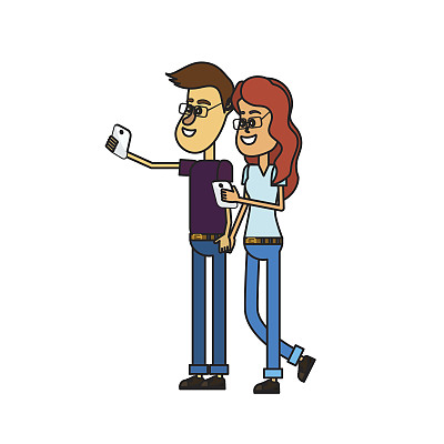 漂亮的发型和手拿智能手机图片下载