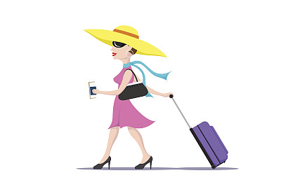 拿着行李袋的女人图片下载