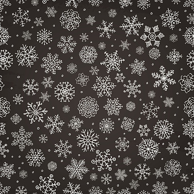 冬季雪花涂鸦无缝背景素材图片