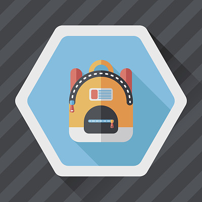 背包平面图标与长影子图片下载