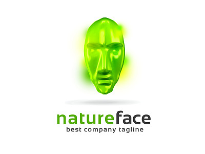 抽象绿色3d头部标志图标概念。好标识图片下载