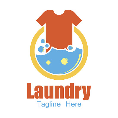 洗衣图标与文字空间为您的口号/口号，矢量插图图片下载