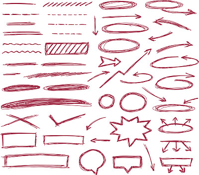 一套手绘文本校正元素。图片下载