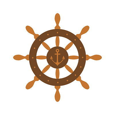 彩色手轮图标与锚。图片下载