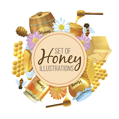 一套蜂蜜插图图片下载
