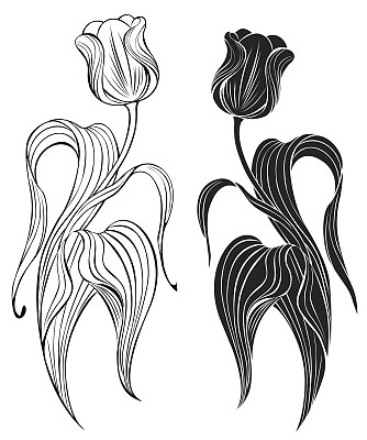 两个郁金香的剪影素材图片