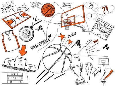 篮球doodles-hand画素材图片