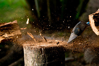劈柴的动作镜头图片下载