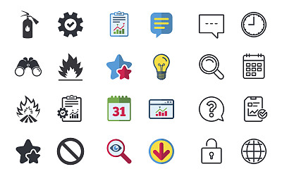 火灾火焰图标。禁止停车标志。图片下载