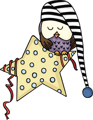 可爱的猫头鹰睡在星星上图片下载