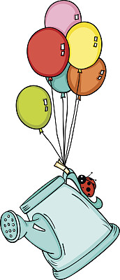 洒水壶里飘着气球的瓢虫图片下载