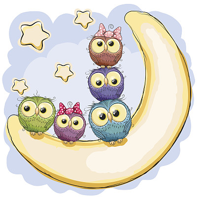 五个可爱的猫头鹰图片下载