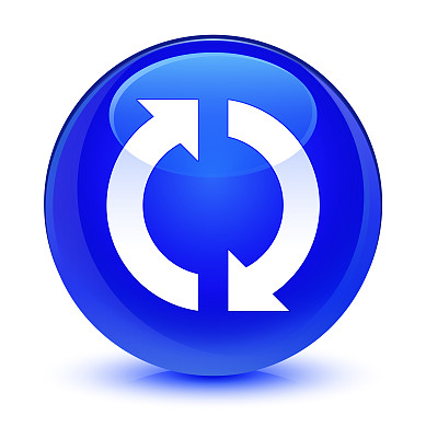 更新图标玻璃蓝色的圆形按钮图片下载