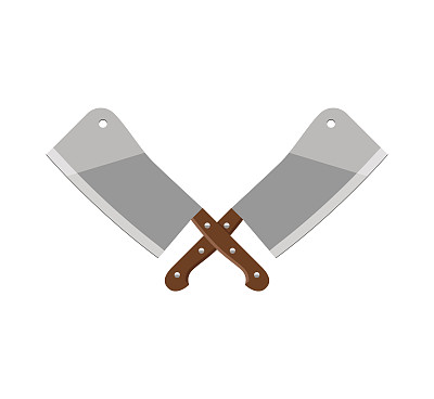 木制刀柄的交叉肉刀图片下载