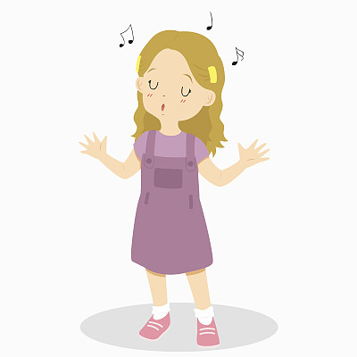 女孩唱歌矢量图图片下载