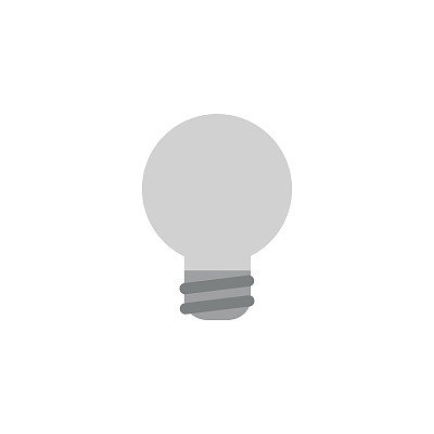 矢量灰色灯泡图标上的白色与平面设计风格图片下载