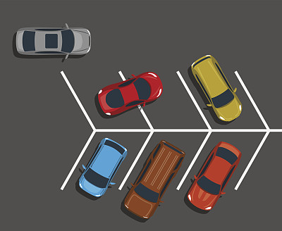 糟糕的停车场俯视图插图。图片下载