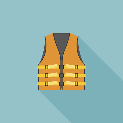 橙色成人救生衣夹克插图向量图片下载