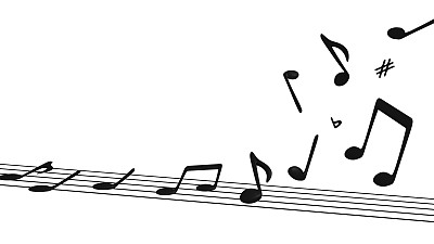 音乐音符从五线谱上移开图片下载
