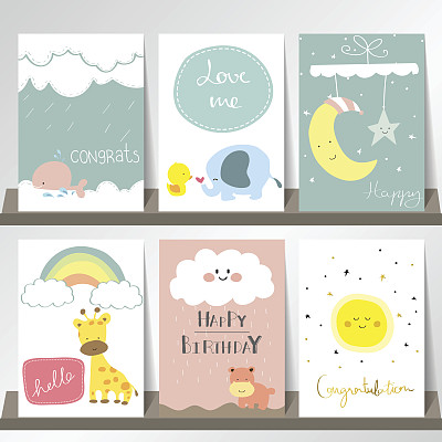 浅粉蓝色的横幅，传单，标语牌集合图片下载