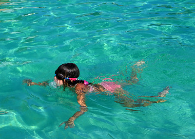 戴泳镜的女孩图片下载