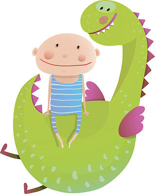 小朋友和龙友好友谊快乐在一起图片下载