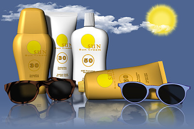 防晒霜和太阳镜图片下载