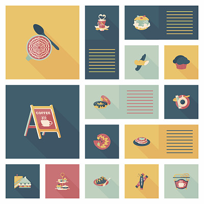 咖啡平面UI背景设置，eps10图片下载