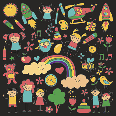 幼儿园图像的向量集图片下载