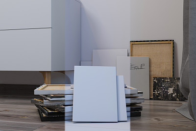 没有伴侣的斯堪的纳维亚风格卧室的3d插图图片下载