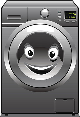 可爱的带笑脸的银色洗衣机图片下载
