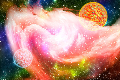 粉红色发光星云和行星图片下载