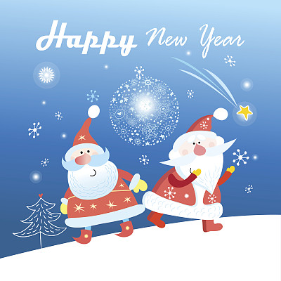 有圣诞老人的新年贺卡图片下载