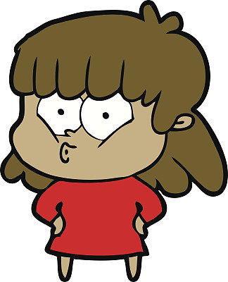 卡通女孩吹口哨图片下载