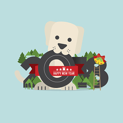 2018狗年矢量插图图片下载