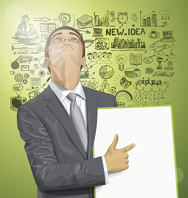 矢量商人与空写板图片下载