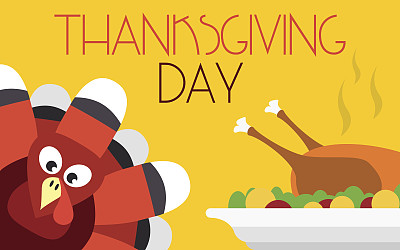 感恩节火鸡配晚餐矢量卡图片下载