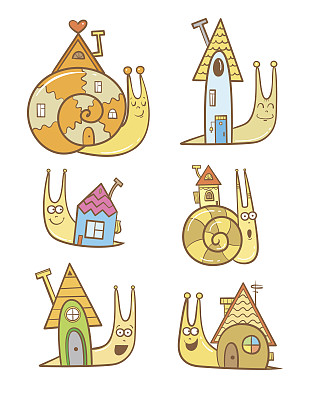 卡通蜗牛。图片下载