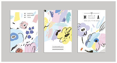 一套创意的通用花卉卡片。图片下载