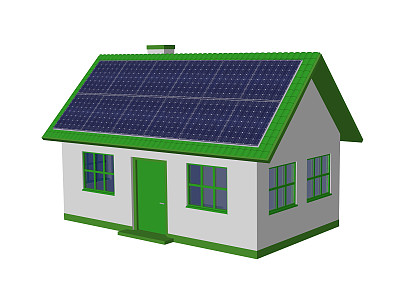 带有太阳能板的房屋模型图片下载