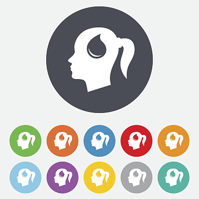 头与下降标志图标。女女头图片下载