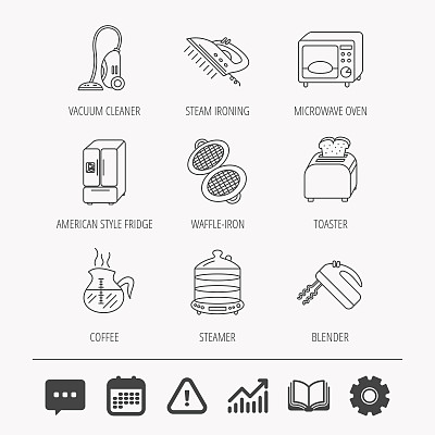 微波炉，咖啡和搅拌机图标。图片下载