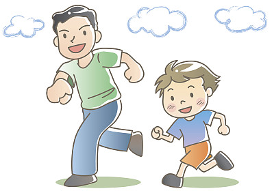 与父亲和孩子一起慢跑图片下载