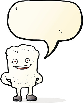 卡通牙齿看起来沾沾自喜与讲话气泡图片下载