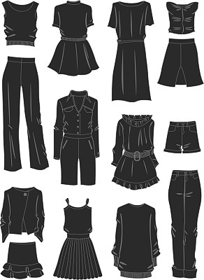 妇女宽松衣服的剪影图片下载