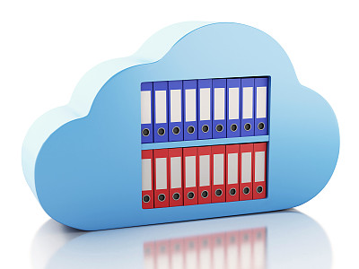 3d云端文件存储。云计算的概念。图片下载