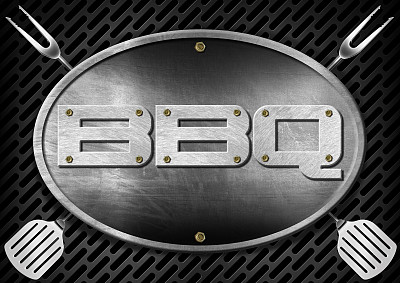 带有厨房用具的烧烤招牌图片下载