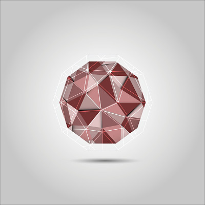 红色的多边形球体形状矢量图标图片下载