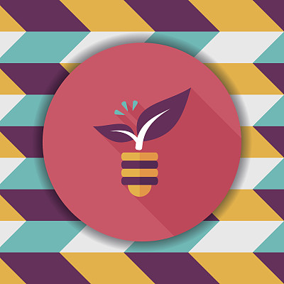 环保概念平面图标与长阴影，eps1图片下载